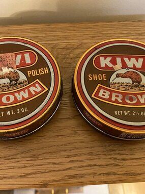 2 Empty Vintage Kiwi Shoe Polish Tins